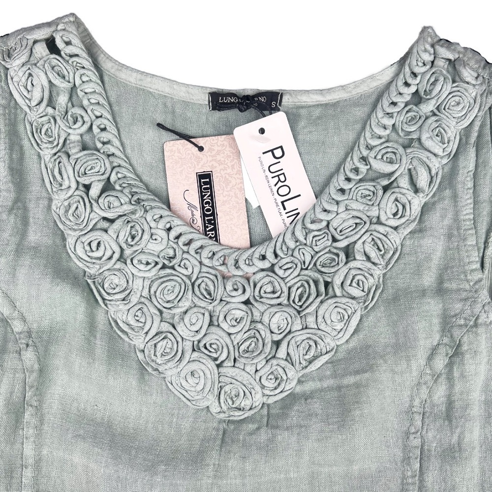 Lingo L’arno 100% Linen Sage Green Dress Size S NWT - Picture 3 of 4